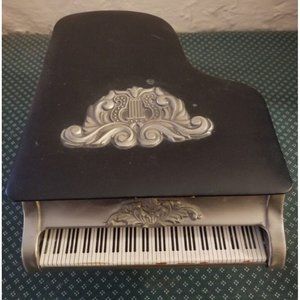 Vintage Napcoware Jewelry Music Box Grand Piano Wind Up All The Way Song Leather